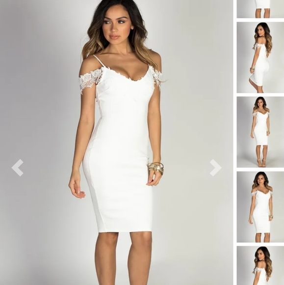 B.A.B.E society Dresses & Skirts - B.A.B.E  off shoulder lace trim dress